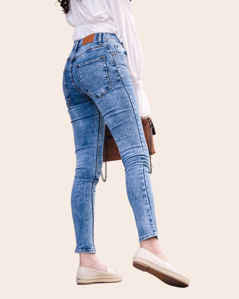 Women's Bright Blue Skinny Crop Jeans – Stylish Sky Blue High-Rise Denim Pants